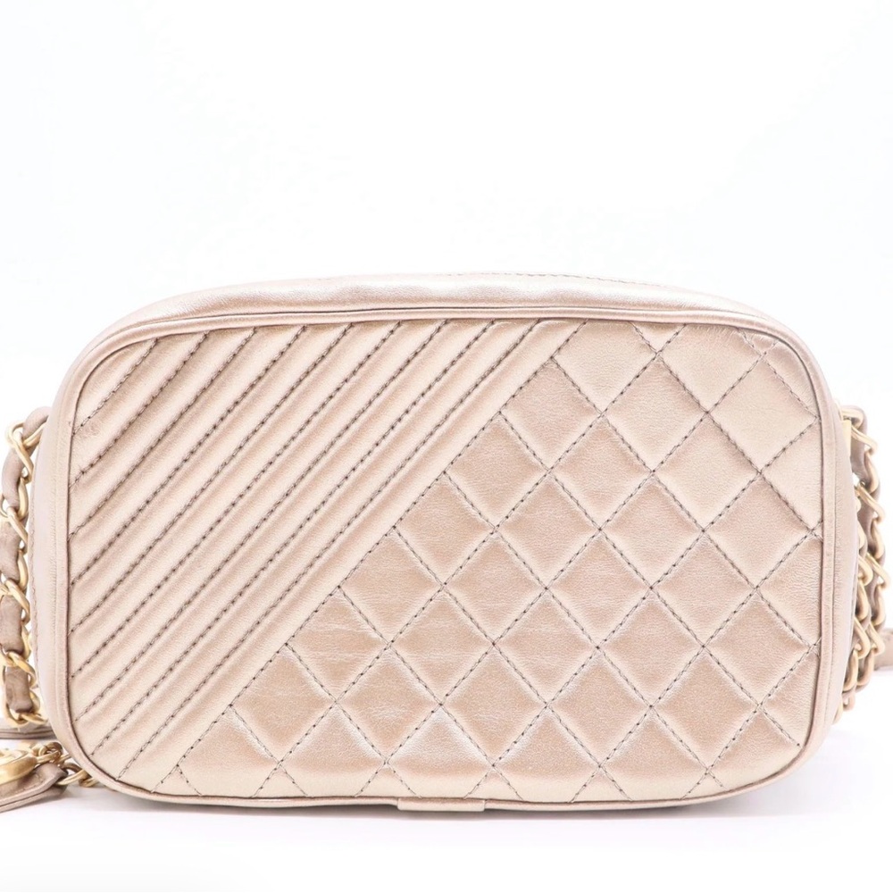 CHANEL Beige Mixed Quilted Leather Small Coco Boy Camera Case Bag